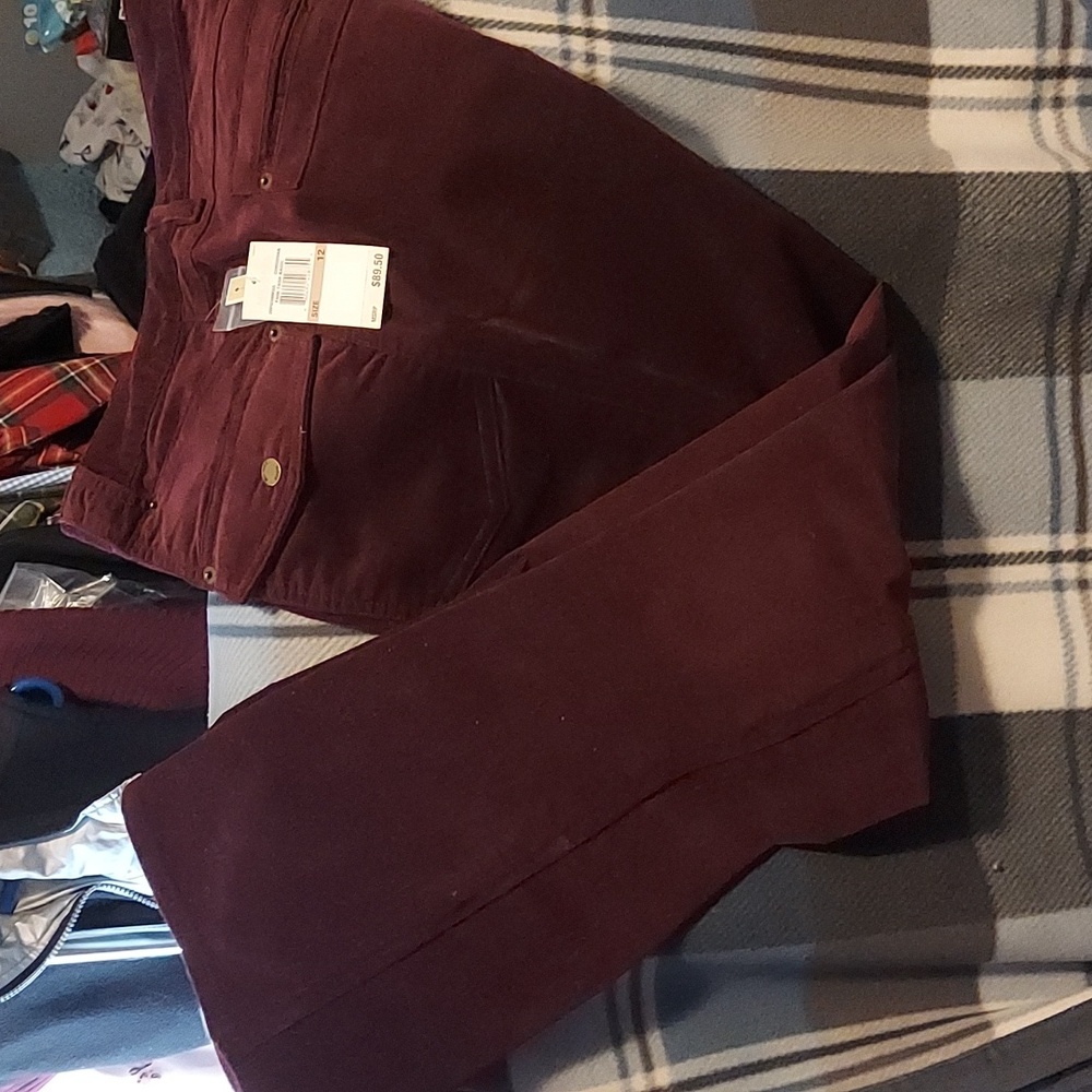 Womens Michael kors pants. Size 12, color maroon. Feels like corduroy.  NWT.